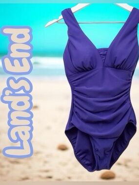 LAND’S END New w Protective Strip Never Worn SZ 14 Rich Purple Tummy Control